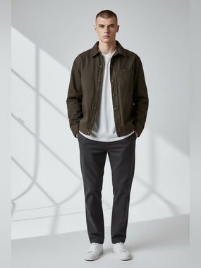 Alesbury Arlo Work Jacket Size Medium - Dark Olive Green Canvas Shacket